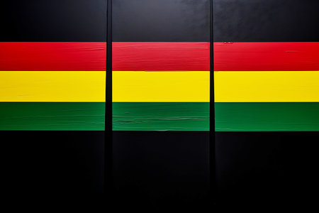 Abstract geometric black, red, yellow, green color background. Black History Month color background with copy space for text. Horizontal illustrationの素材