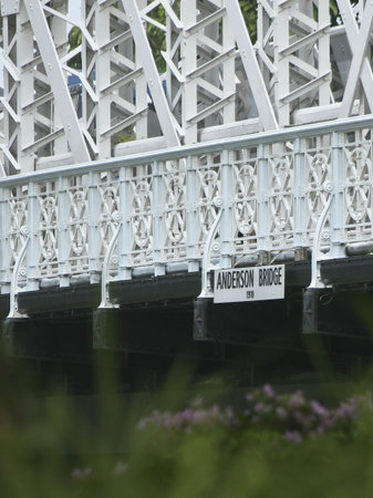 Detail of the Anderson Bridge in Singaporeの写真素材