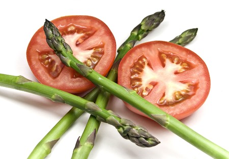 Asparagus and Tomatoesの写真素材