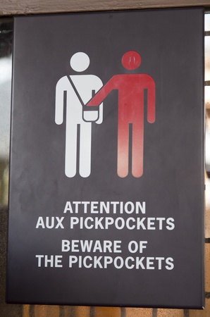 Pickpockets Warning Signの写真素材