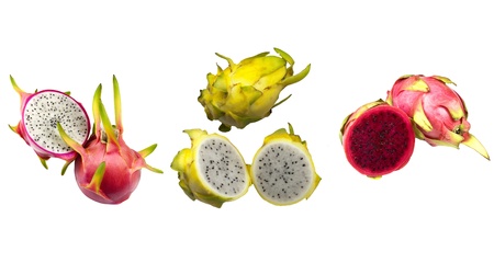 White, Yellow and Red Dragon Fruit  Pitaya の写真素材