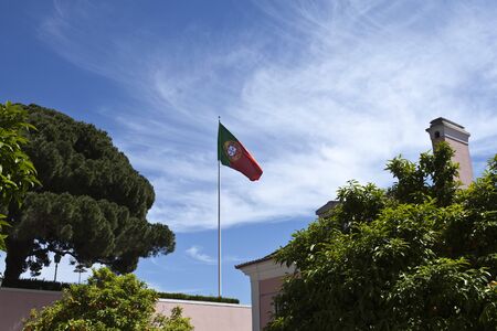 Portuguese flag flying at the official residence of the Portuguese Presidentの写真素材