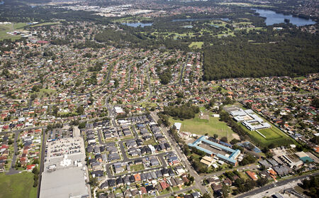 Aerial view of an urban area in Australiaの写真素材