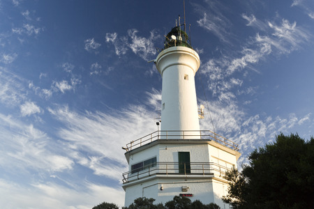 Point Lonsdale Lighthouse stands at the eastern end of the Bellarine Peninsula, on the western side of the entrance to Port Phillip from Bass Strait, in Victoria, Australiaの写真素材