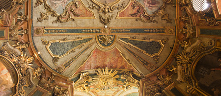 The 18th century Queluz National Palace is one of the last great Rococo buildings to be designed in Europe. In the picture, detail of the ceiling of the royal chapel.のeditorial素材