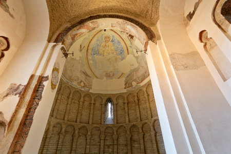 Remains of the frescoes decorating the apse of the Mosque of Cristo de la Luz, in Toledo, Spainのeditorial素材