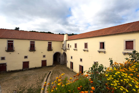 View of the chimney belonging to the barbers room and pharmacy of the Monastery of Sao Martinho in Tibaes, Portugalの写真素材