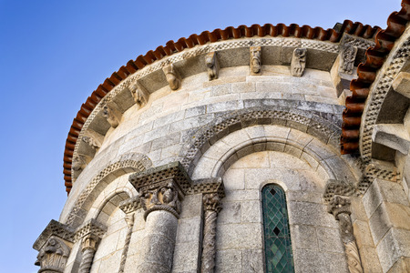 Detail of the apse of the Romanesque Church of Saint Peter of Rates, Povoa de Varzim, Portugalの写真素材