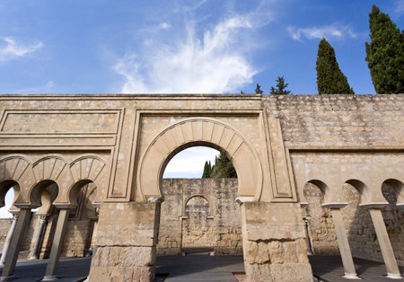 Detail of the Upper Basilica Hall at Medina Azahara medieval palace-city near Cordoba, Spainのeditorial素材