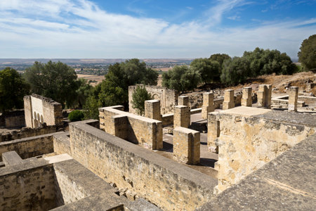 The ruins of Medina Azahara, a fortified Arab Muslim medieval palace-city near Cordoba, Spainのeditorial素材