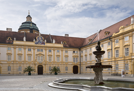 Courtyard of the convent section of the Benedictine Abbey at Melk, Danube Valley, Austriaのeditorial素材