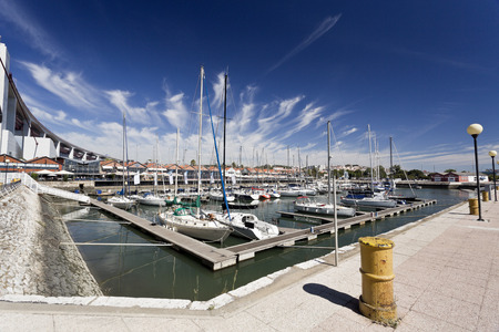 View of the marina near the docks in Lisbon, Portugalのeditorial素材
