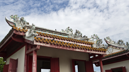 Detail of the roofs of Phra Thinang Wehart Chamrun at the Bang Pa-In summer palace in Thailandのeditorial素材