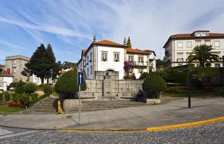 General view of the city council square in Ponte de Lima, Portugalの写真素材