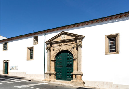 Main entrance in Renaisance style of the Church of the Santa Clara Monastery in Braganca, Portugal