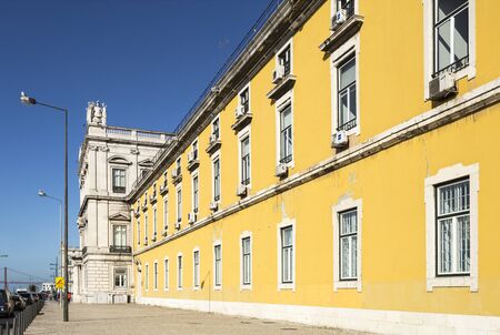 Architectural detail of the buildings at Commerce Square in Lisbon, Portugalの写真素材