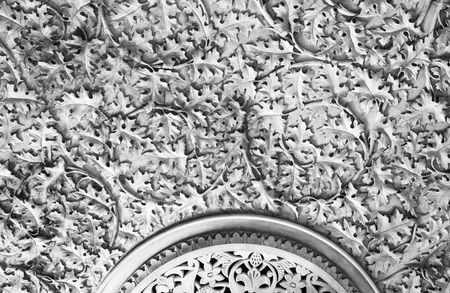 Intricate plasterwork on the walls of the Monserrate Palace, an exotic palatial villa located near Sintra, Portugalの写真素材