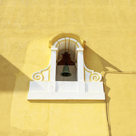 Belfry on the frontispiece of Saint Barbara Chapel in Peniche, Portugalの写真素材