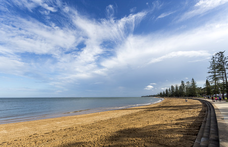 Suttons Beach at sunset and after a very rainy day, in Redcliffe, Queensland, Australiaの写真素材