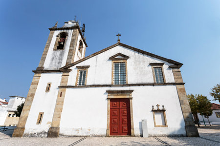 Facade of the 15th century Parish Church of St Peter in SertÃ£, Portugal