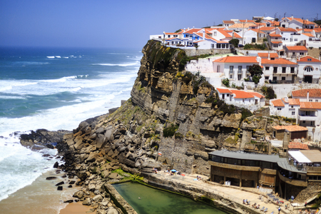 Spectacular view of Azenhas do Mar, a seaside village on the Portuguese coast northwest of Lisbon, Portugalの写真素材