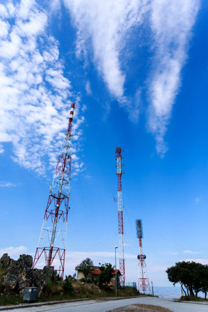 Set of telecommunications relay antennas installed at an altitude of 926 metres in the Mrofa...