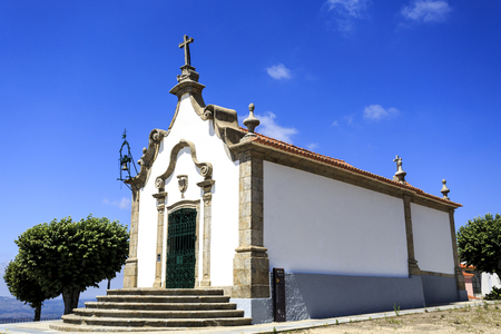 View of the Chapel of the Lord of the Calvary, built in the nineteenth century in rococo architecture in Gouveia, Beira Alta, Portugalの写真素材