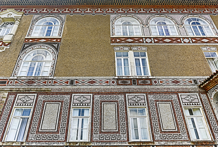HDR image of the Palace Hotel of Bussaco is a luxury hotel built in late 19th century in Neo-Manueline architectural style, in the mountain range of Serra do Bussaco, Portugalのeditorial素材