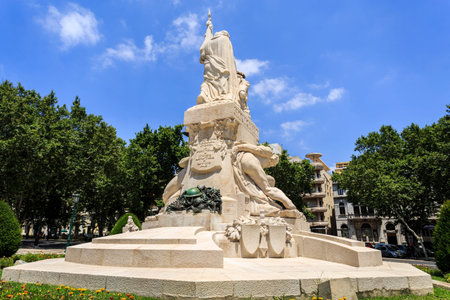 View of the monument honouring the Portuguese combatants in World War I, in downtown Lisbon, Portugal.Sculpture by Maximiano Alves.のeditorial素材