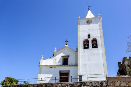 Facade of the Church of Sao Miguel, dated from the 16th century in Renaissance architecture, in Penela, Coimbra, Portugalの写真素材