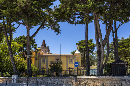 The Tower of Sao Sebastiao is one of the most imposing villas in the summer town of Cascais, Portugal, and house of the Museum and Library of the Count of Castro Guimaraesのeditorial素材