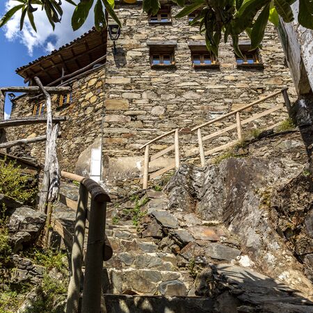 Traditional schist architecture in the village of Candal, nestled in the Lousa Mountain Range, Coimbra, Portugalの写真素材