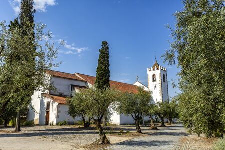 View of the Parish Church of Our Lady of the Assumption in Tentugal, Coimbra, Portugalの写真素材