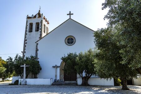 Facade of the Parish Church of Our Lady of the Assumption in Tentugal, Coimbra, Portugalの写真素材