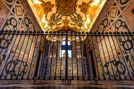 View of the interior of the Chapel of the Lencastres, a funerary chapel built in 1690, at Convent of...