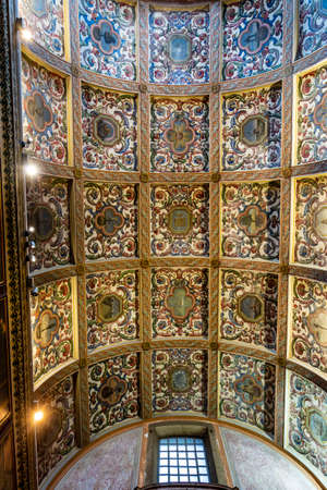View of the magnificent ceiling of the sacristy room of the Jesuit Church of Saint Roch, in Bairro Alto, Lisbon, Portugalのeditorial素材