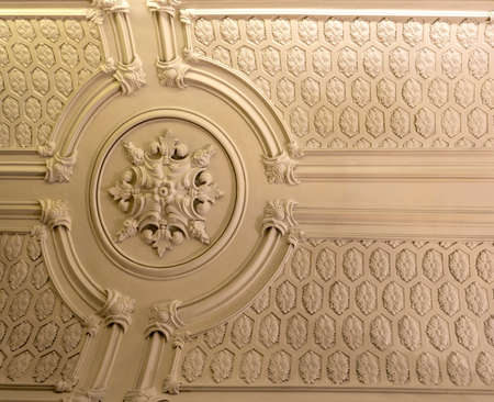 Detail of the many ceiling patterns of the Palace of the Counts of Azambuja in Bairro Alto, Lisbon, Portugalのeditorial素材