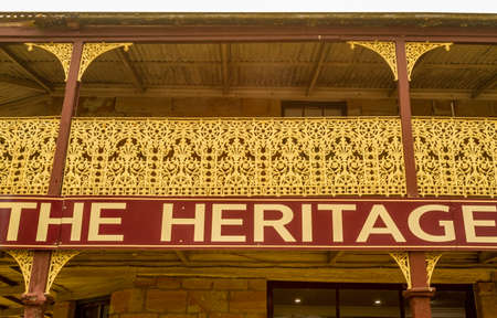 Detail of The Heritage Bakery house, built in 1870 in Georgian style, during the December 2019 bushfires in Milton, Shoalhaven, Nsw, Australiaのeditorial素材