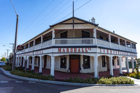 View of the Commonwealth Hotel, a unique country style pub built in 1901 in Orbost, East Gippsland, Victoria, Australia,のeditorial素材