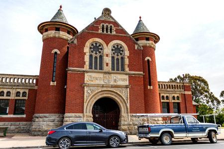 Facade of the Court House built in 1893 in extravagant Federation Romanesque style, in Bairnsdale,...
