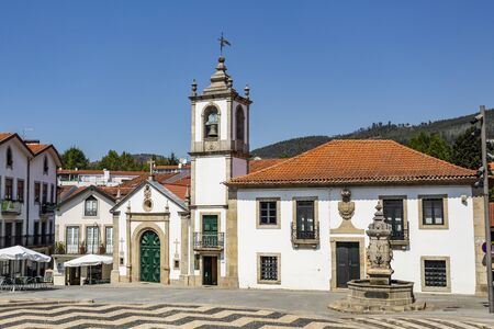 Facade of the Chapel of the Holy House of Mercy and the former City Council, located side by side in the civic center of Arouca, Aveiro, Portugalの写真素材