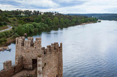 Almourol Medieval castle rebuilt atop of an islet in the middle of the Tagus River in the 12th century by the Knights Templarのeditorial素材