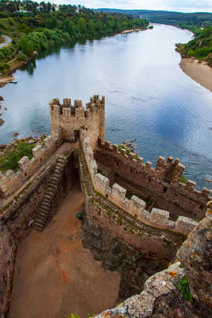 Almourol Medieval castle rebuilt atop of an islet in the middle of the Tagus River in the 12th century by the Knights Templarのeditorial素材