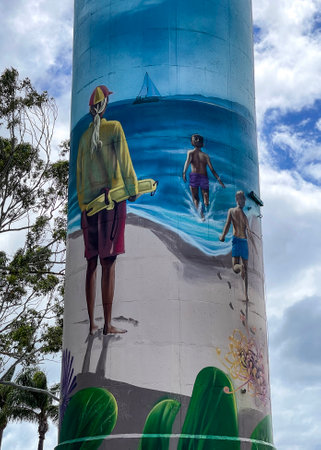 View of the Woorim Water Tower in Bribie Island, Queensland, Australiaのeditorial素材