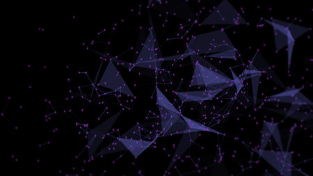 Big data. Technology background. Abstract background. Connecting dots on dark background. 3D...