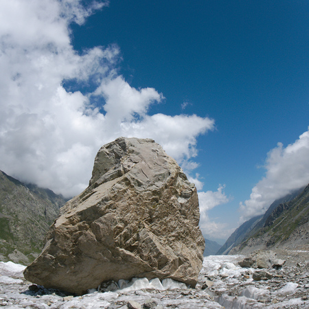 Twin stone on Bezengi glacierの写真素材