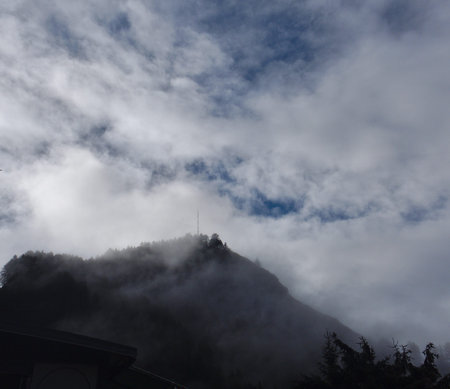 Foggy mountain in the cloudsの写真素材