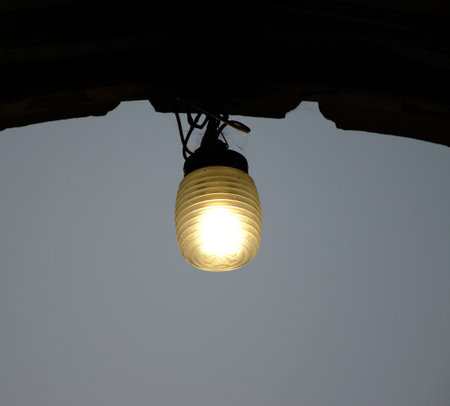 Lamp on ceiling of the passage
