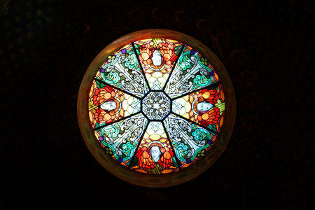 Ancient stained in churn ceiling horizontal viewのeditorial素材