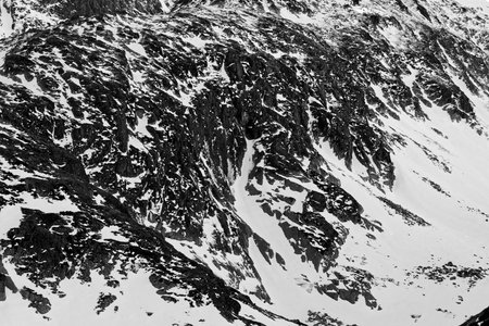 Black and white textured winter mountains in High Tatras